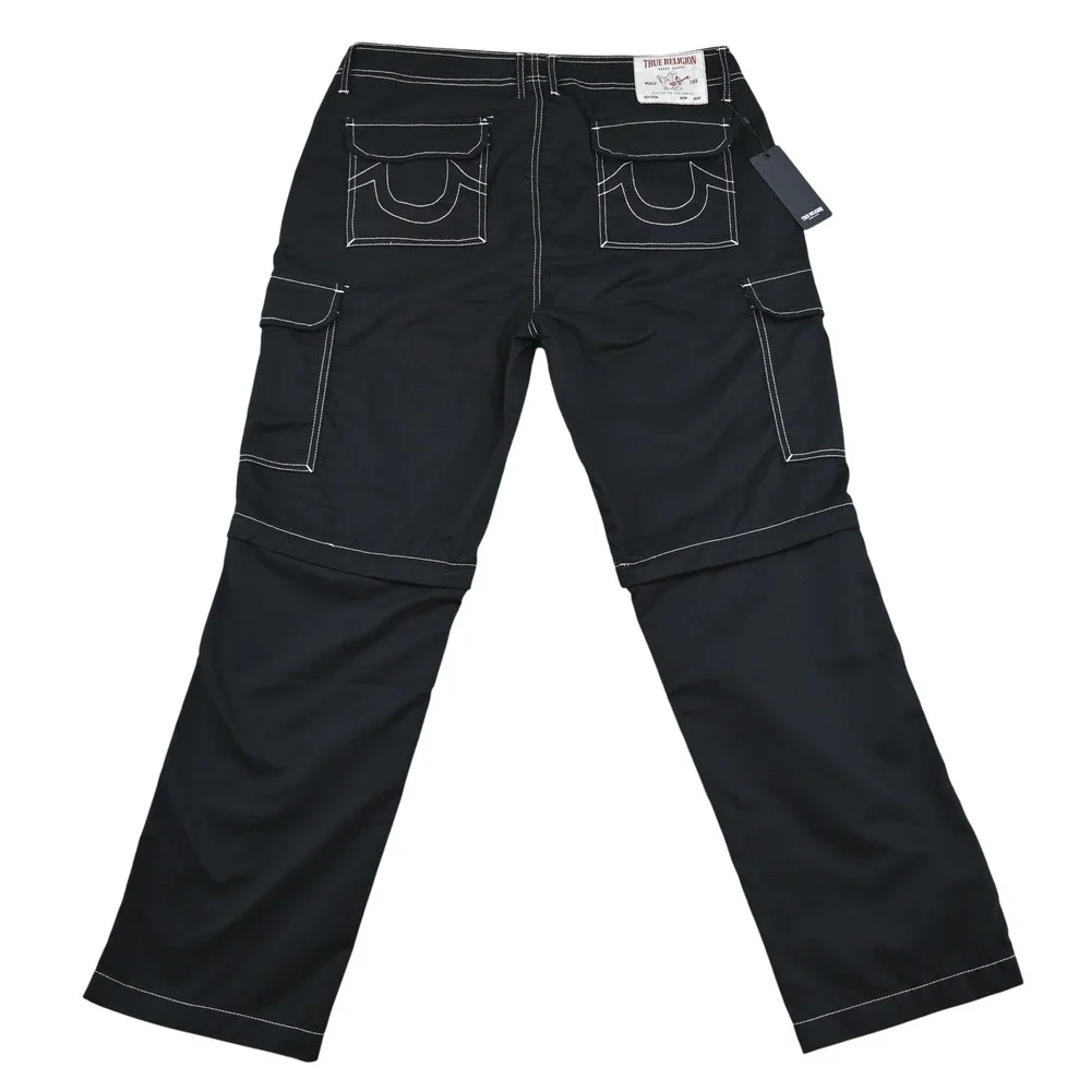 NWT True Religion 36 Black Convertible Cargo Pants Edgy Alternative Streetwear
